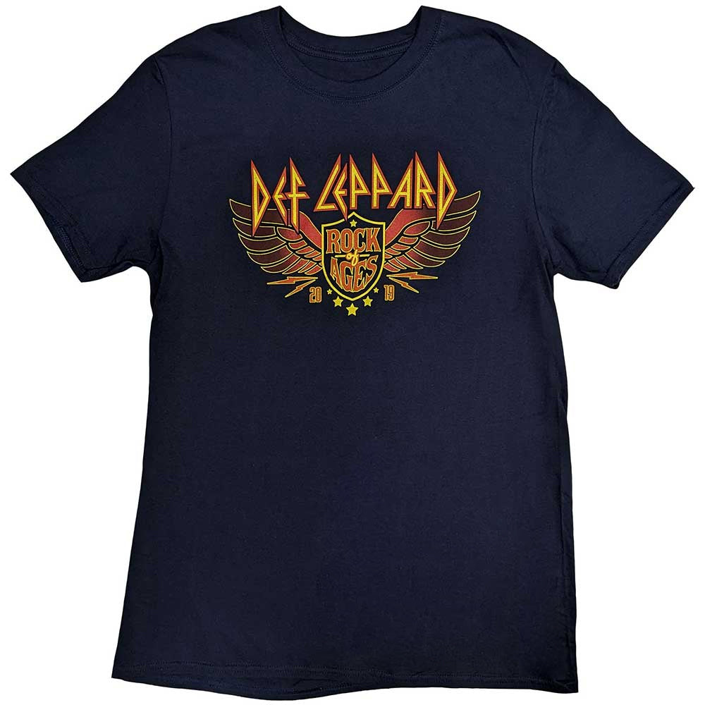 Navy Blue - Front - Def Leppard Unisex Adult Rock Of Ages Tour 2019 Back Print T-Shirt