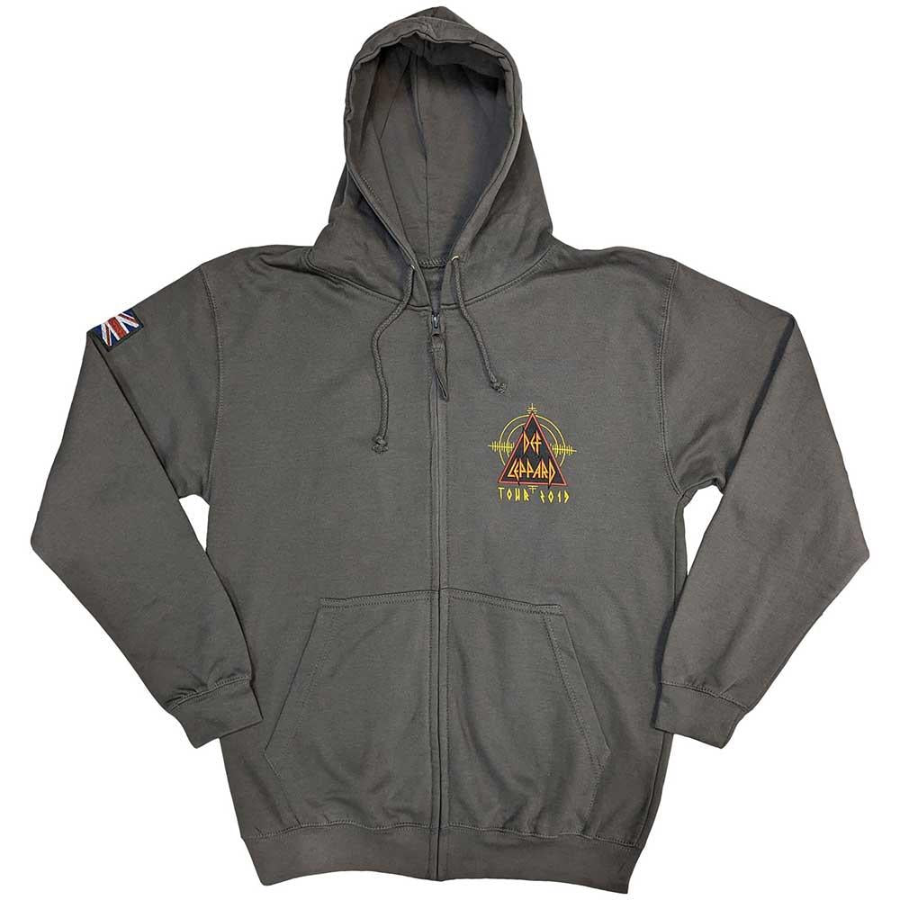 Charcoal Grey - Front - Def Leppard Unisex Adult Tour 2019 Logo Full Zip Hoodie