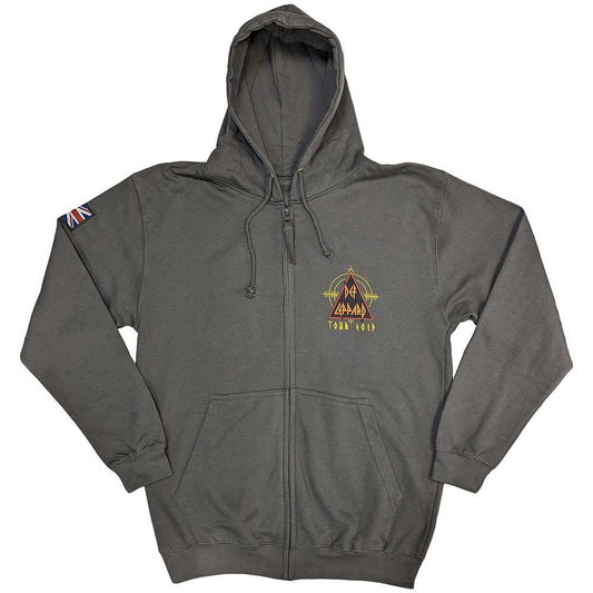 Charcoal Grey - Front - Def Leppard Unisex Adult Tour 2019 Logo Full Zip Hoodie