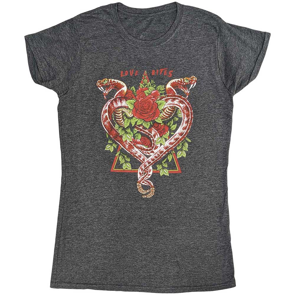 Grey - Front - Def Leppard Womens-Ladies Love Bites Tour 2019 T-Shirt