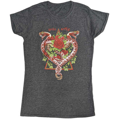 Grey - Front - Def Leppard Womens-Ladies Love Bites Tour 2019 T-Shirt