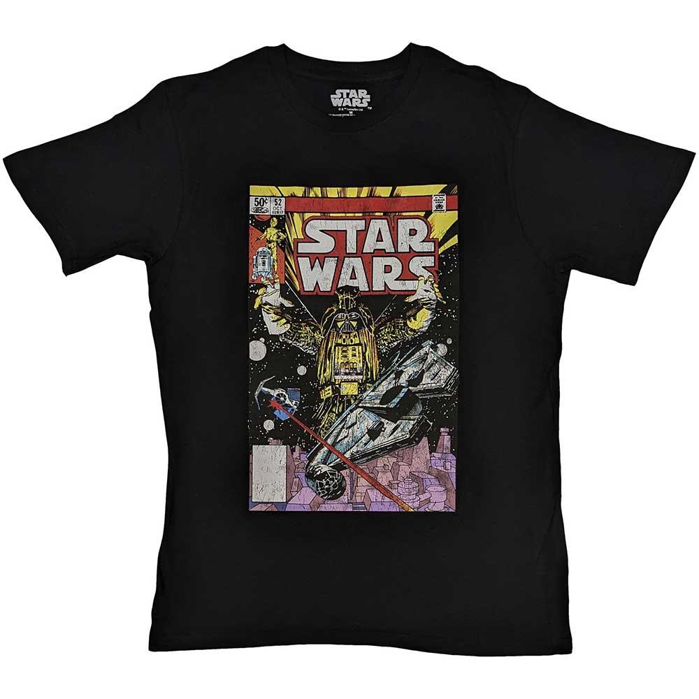 Black - Front - Star Wars Unisex Adult Darth Vader Comic T-Shirt