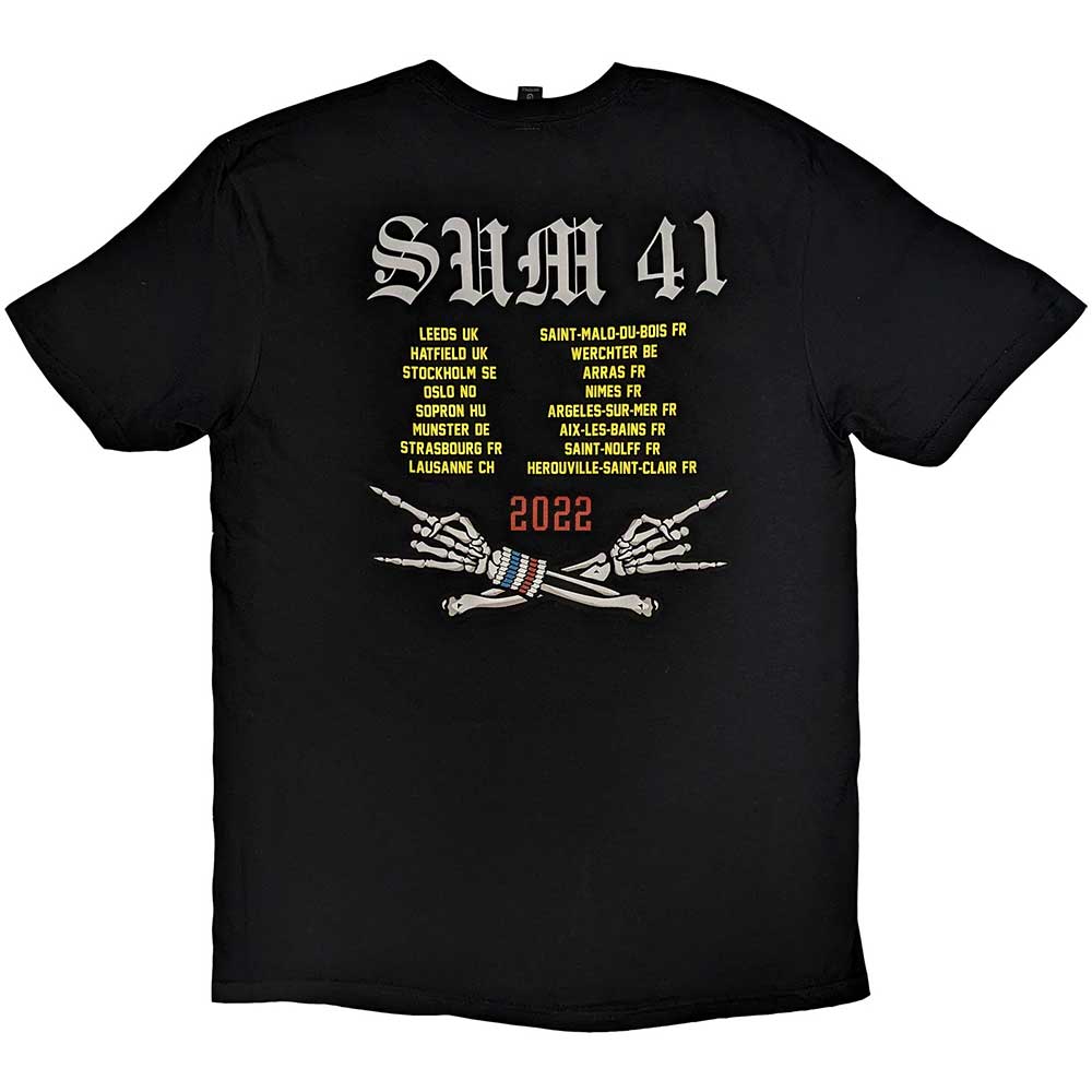 Black - Back - Sum 41 Unisex Adult All Killer No Filler European Tour 2022 Skeleton T-Shirt