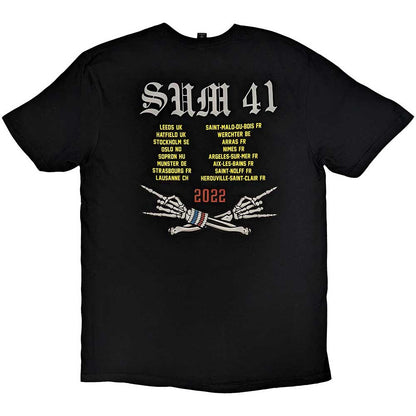 Black - Back - Sum 41 Unisex Adult All Killer No Filler European Tour 2022 Skeleton T-Shirt
