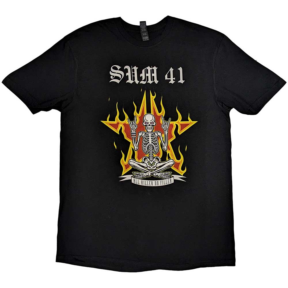 Black - Front - Sum 41 Unisex Adult All Killer No Filler European Tour 2022 Skeleton T-Shirt