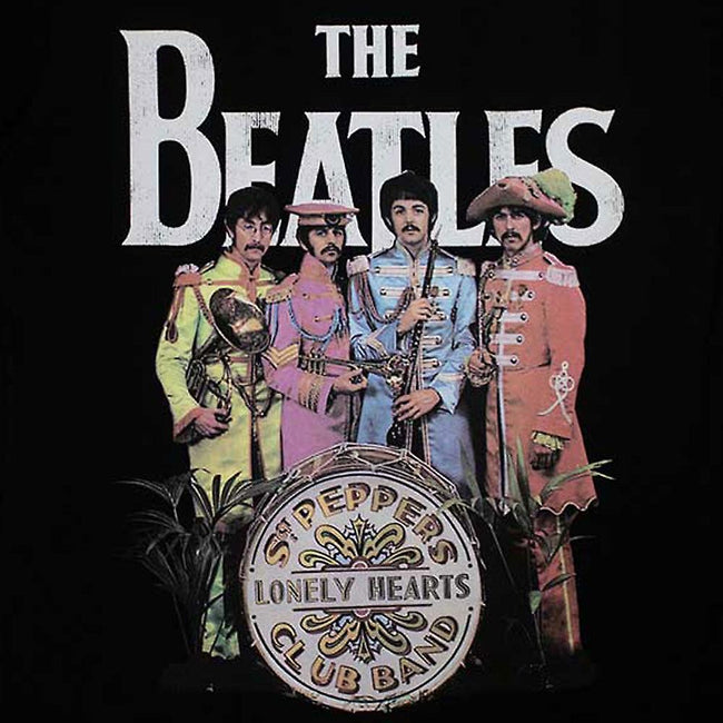 Black - Back - The Beatles Womens-Ladies Sgt Pepper T-Shirt