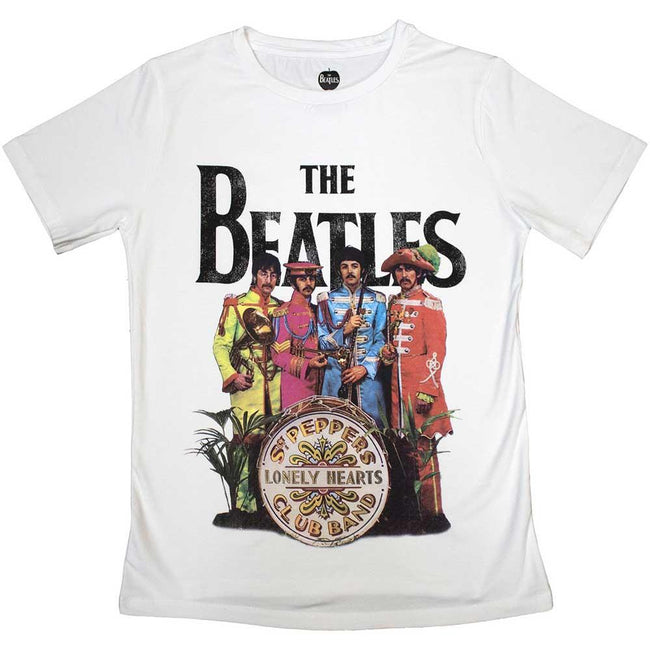 White - Front - The Beatles Womens-Ladies Sgt Pepper T-Shirt