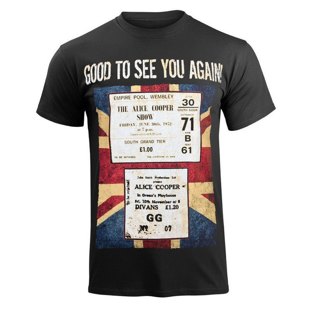 Black - Front - Alice Cooper Unisex Adult UK Only Event (Nov 2017) Back Print T-Shirt