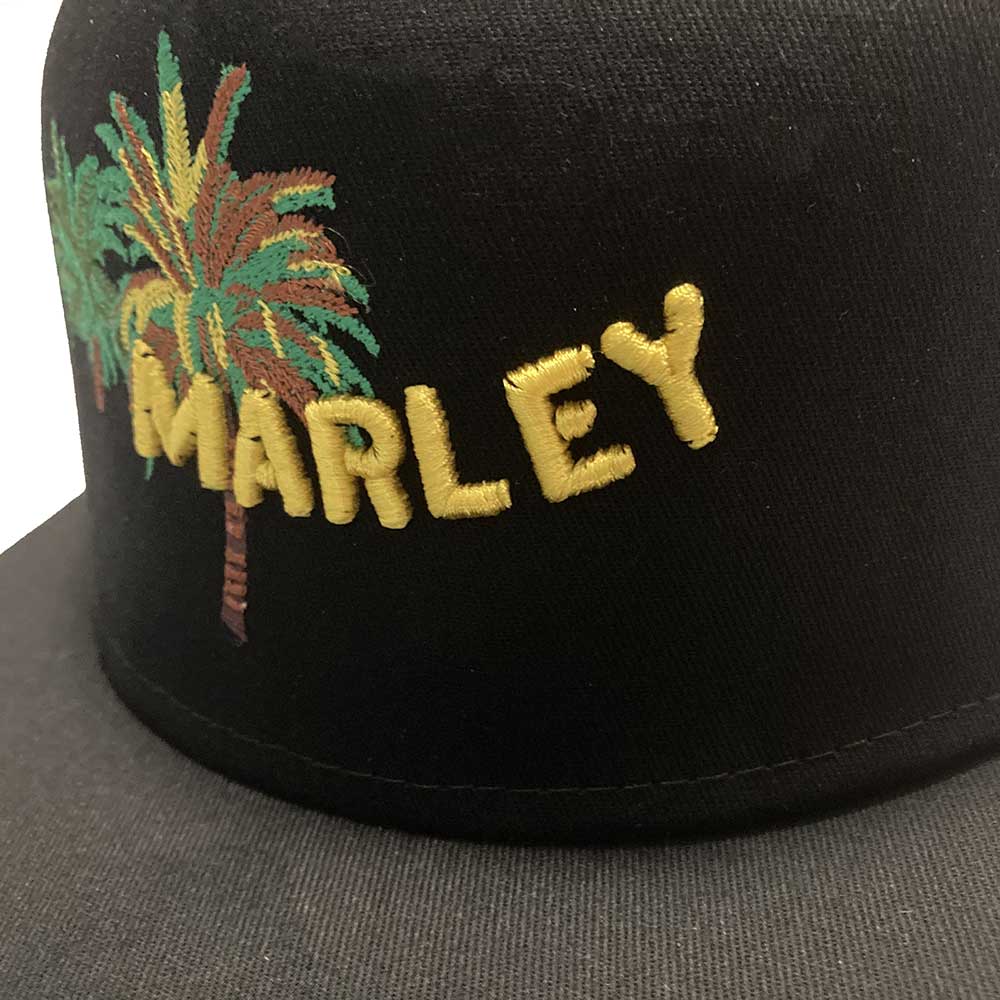 Black - Side - Bob Marley Unisex Adult Palm Tree Snapback Cap