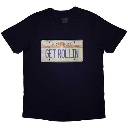Navy Blue - Front - Nickelback Unisex Adult License Plate T-Shirt