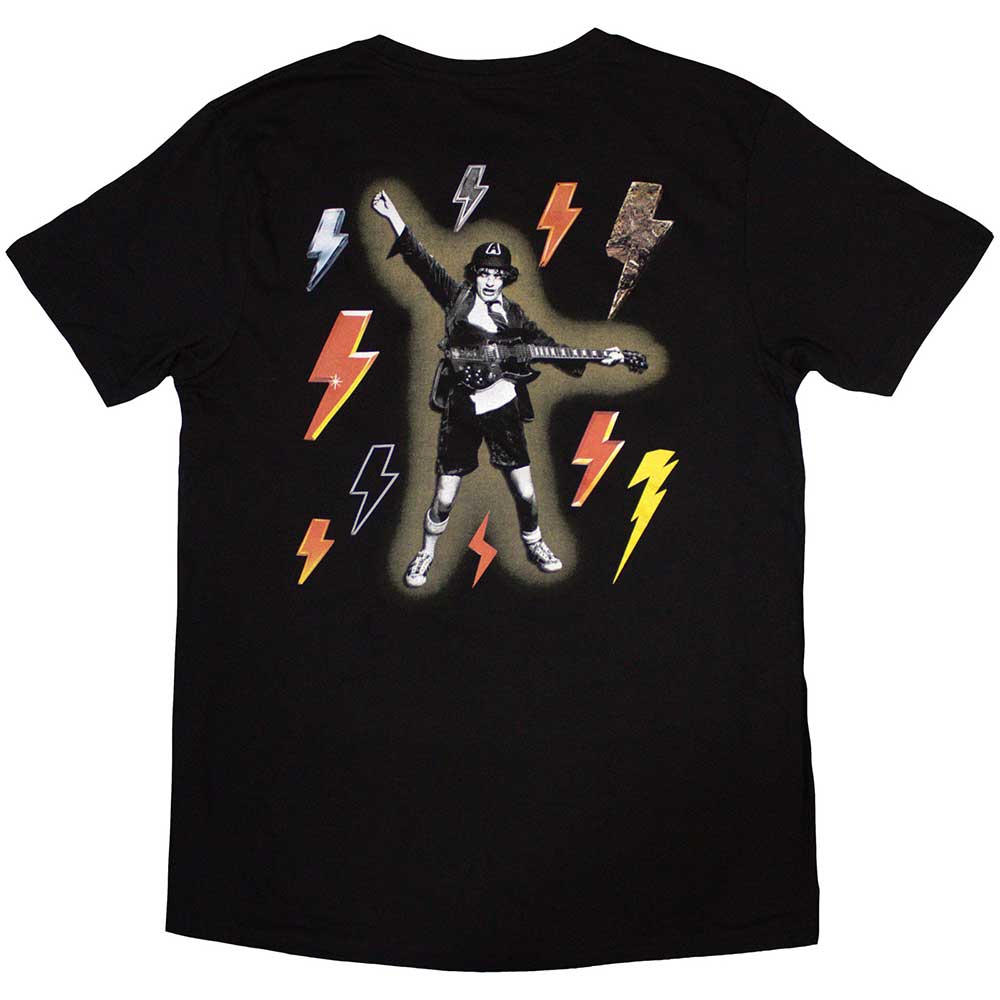 Black - Back - AC-DC Unisex Adult Bolt Array Cotton T-Shirt