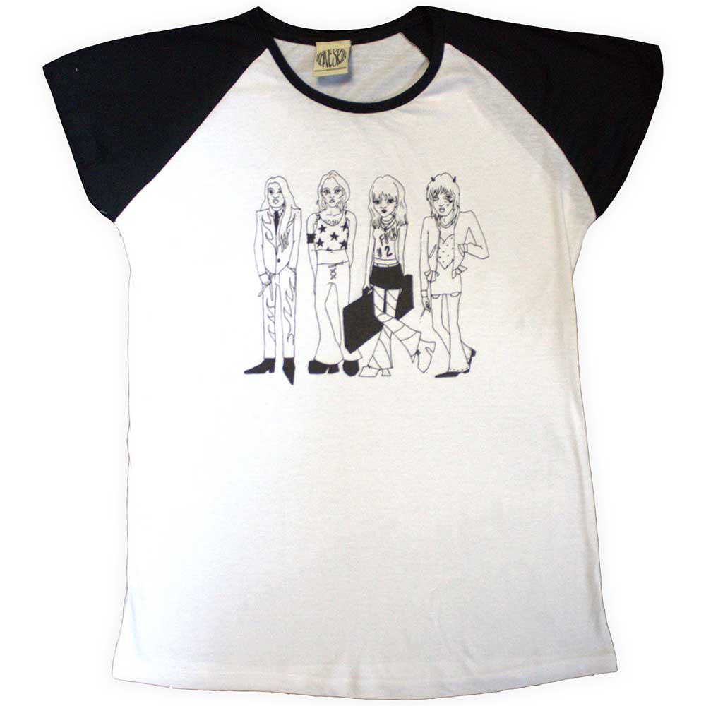 White-Black - Front - Maneskin Unisex Adult Doodles Raglan T-Shirt