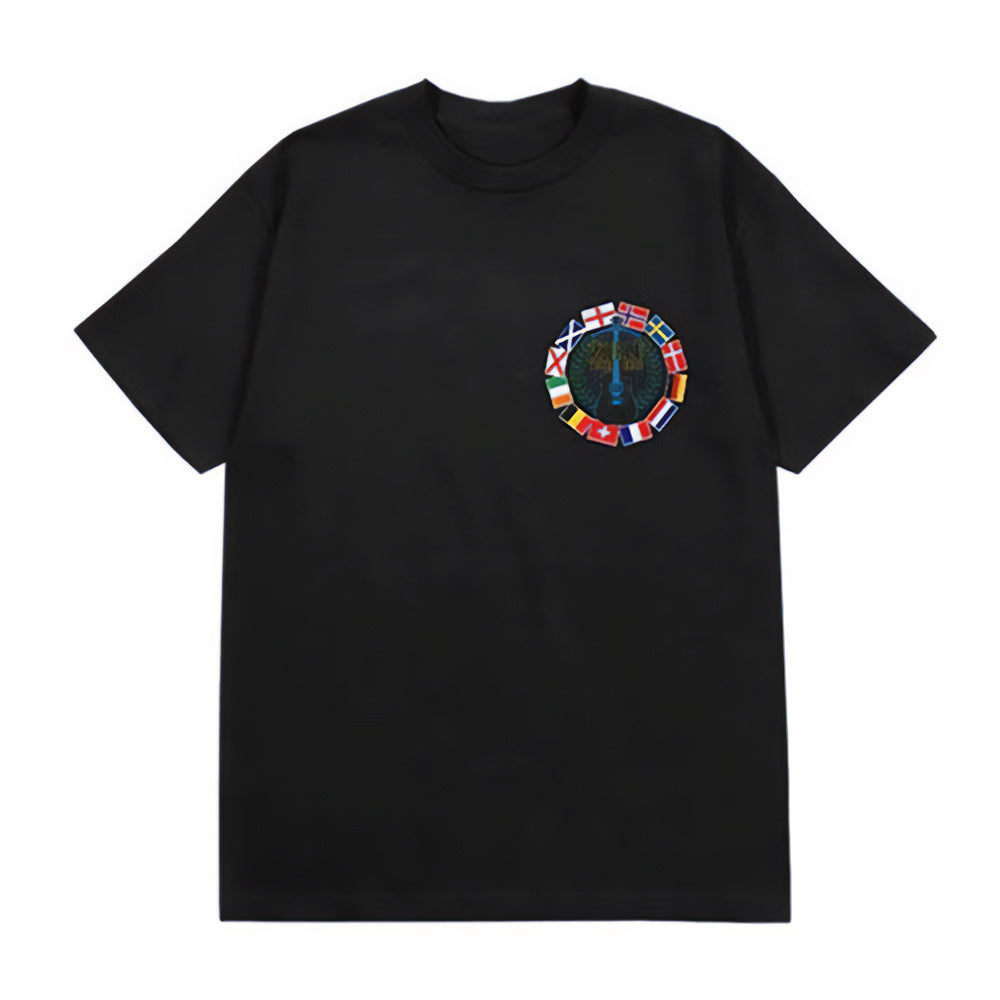 Black - Front - Luke Combs Unisex Adult Tour ´23 Flags T-Shirt