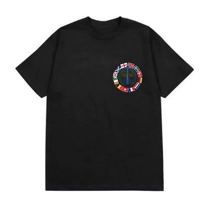 Black - Front - Luke Combs Unisex Adult Tour ´23 Flags T-Shirt