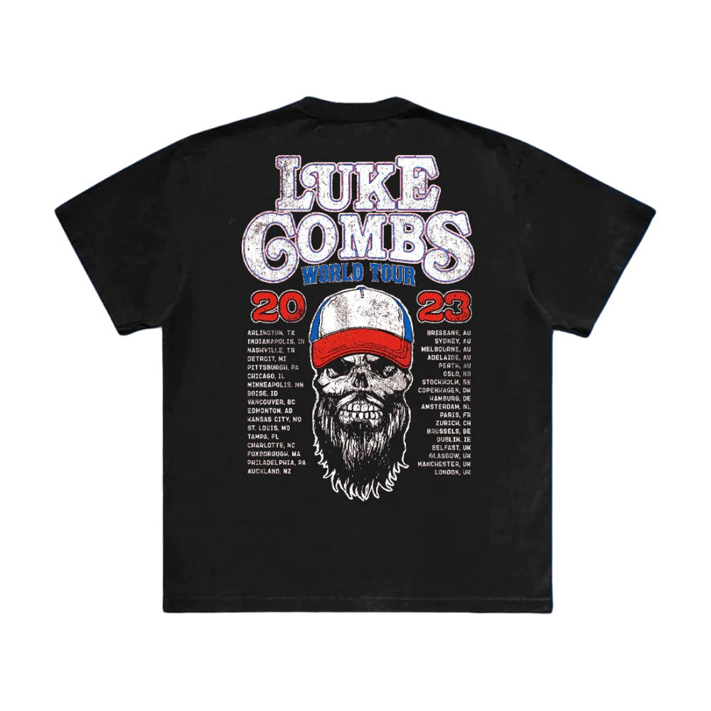 Black - Back - Luke Combs Unisex Adult Tour ´23 Skull Back Print T-Shirt
