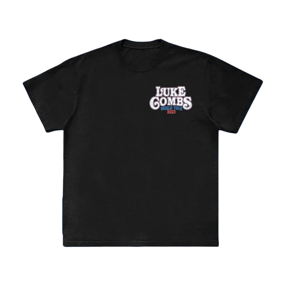Black - Front - Luke Combs Unisex Adult Tour ´23 Skull Back Print T-Shirt