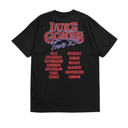 Black - Back - Luke Combs Unisex Adult Tour 23 Smashing Beer T-Shirt
