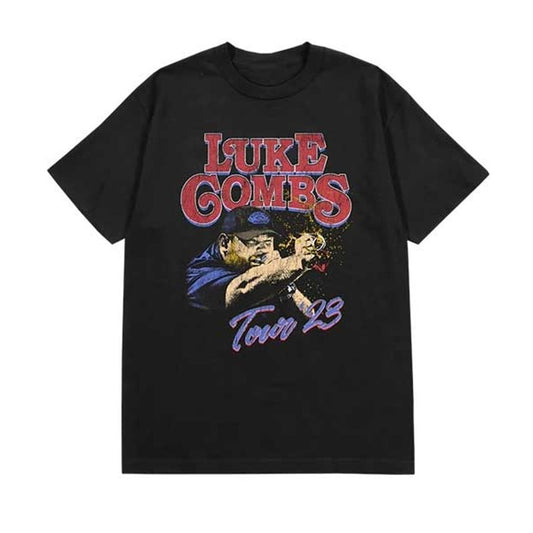 Black - Front - Luke Combs Unisex Adult Tour 23 Smashing Beer T-Shirt