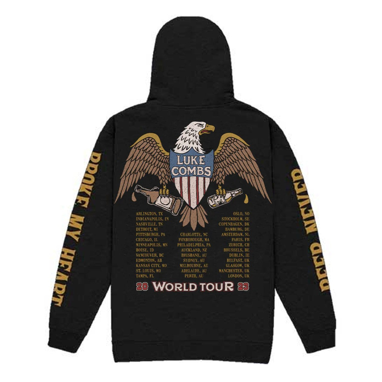 Black - Back - Luke Combs Unisex Adult Tour ´23 Eagle Back Print Hoodie