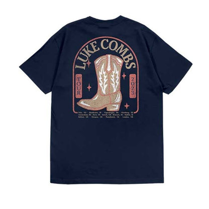 Navy Blue - Back - Luke Combs Unisex Adult Cowboy Boot Back Print T-Shirt