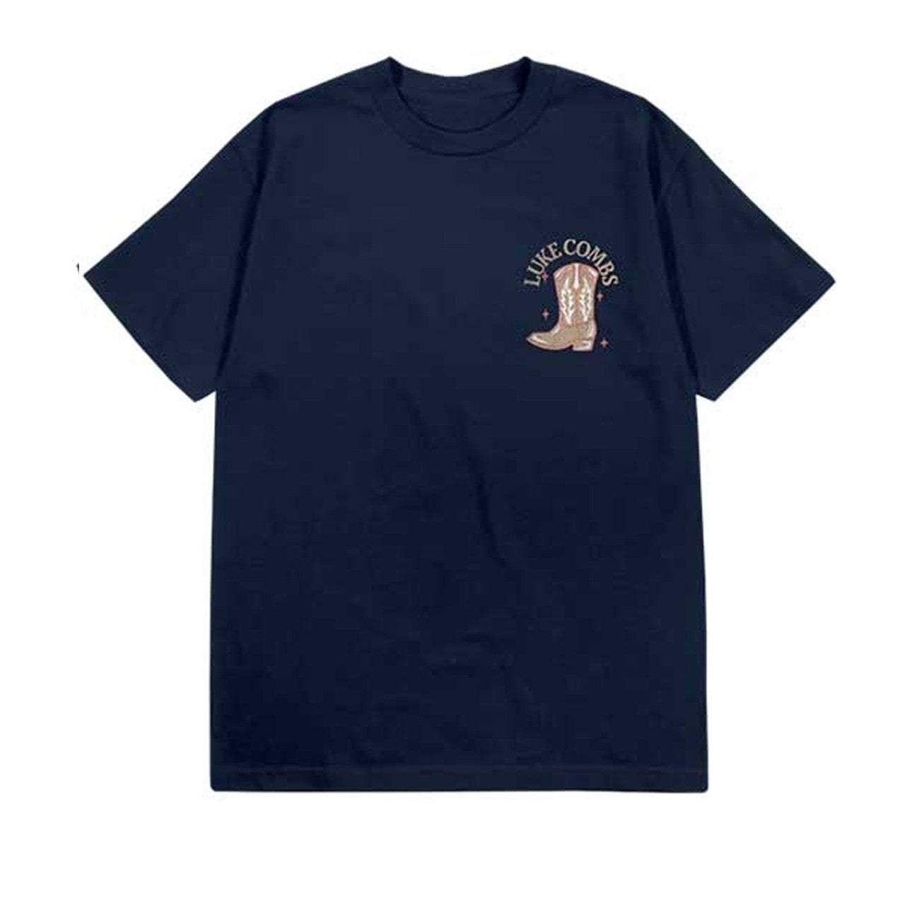 Navy Blue - Front - Luke Combs Unisex Adult Cowboy Boot Back Print T-Shirt