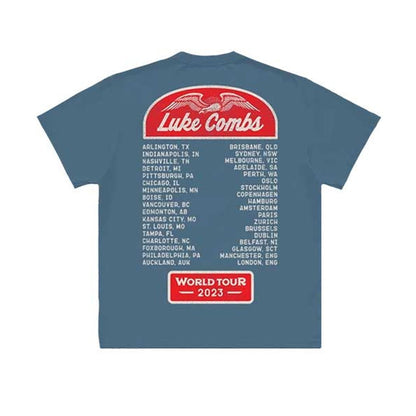 Purple - Back - Luke Combs Unisex Adult Tour ´23 Wings Back Print T-Shirt