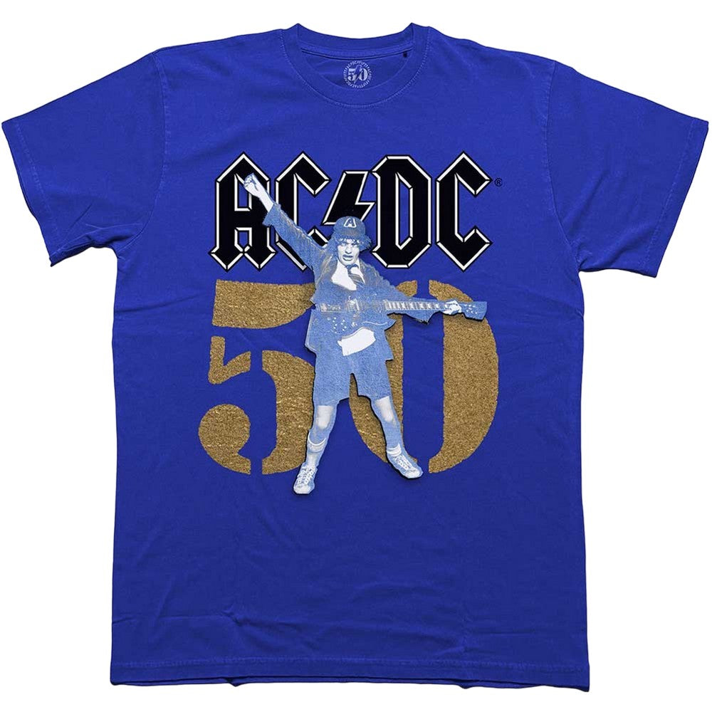 Blue-Gold - Front - AC-DC Unisex Adult Gold Fifty T-Shirt
