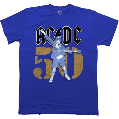 Blue-Gold - Front - AC-DC Unisex Adult Gold Fifty T-Shirt