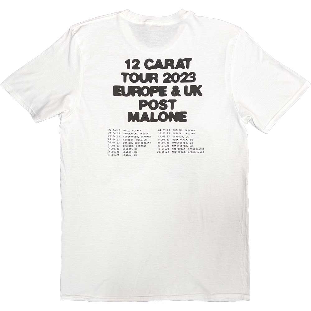White - Back - Post Malone Unisex Adult Burn It Down 2023 Tour Dates T-Shirt