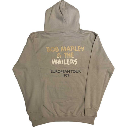 Sand - Back - Bob Marley & The Wailers Womens-Ladies Exodus Tour 77 Mic Photo Hi-Build Hoodie