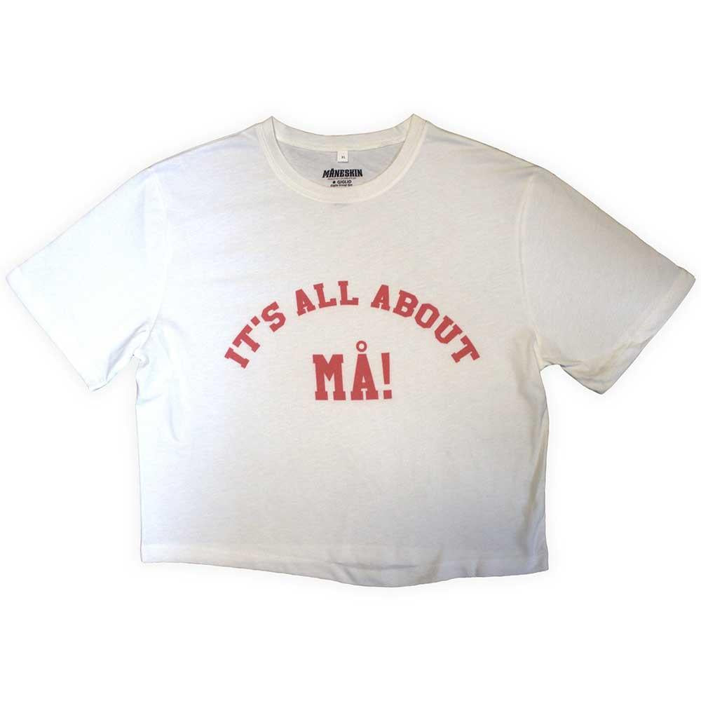 White - Front - Maneskin Womens-Ladies Crop Top