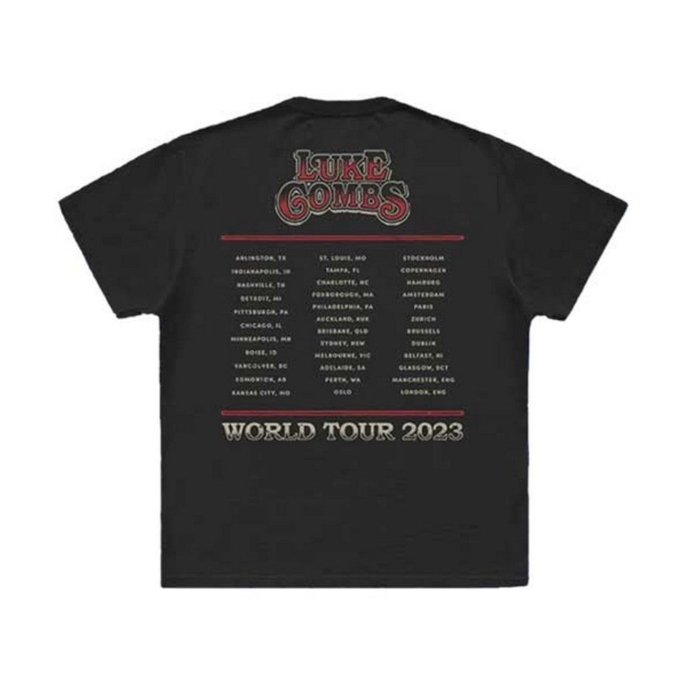 Charcoal Grey - Back - Luke Combs Unisex Adult Tour ´23 Guitar Photo T-Shirt