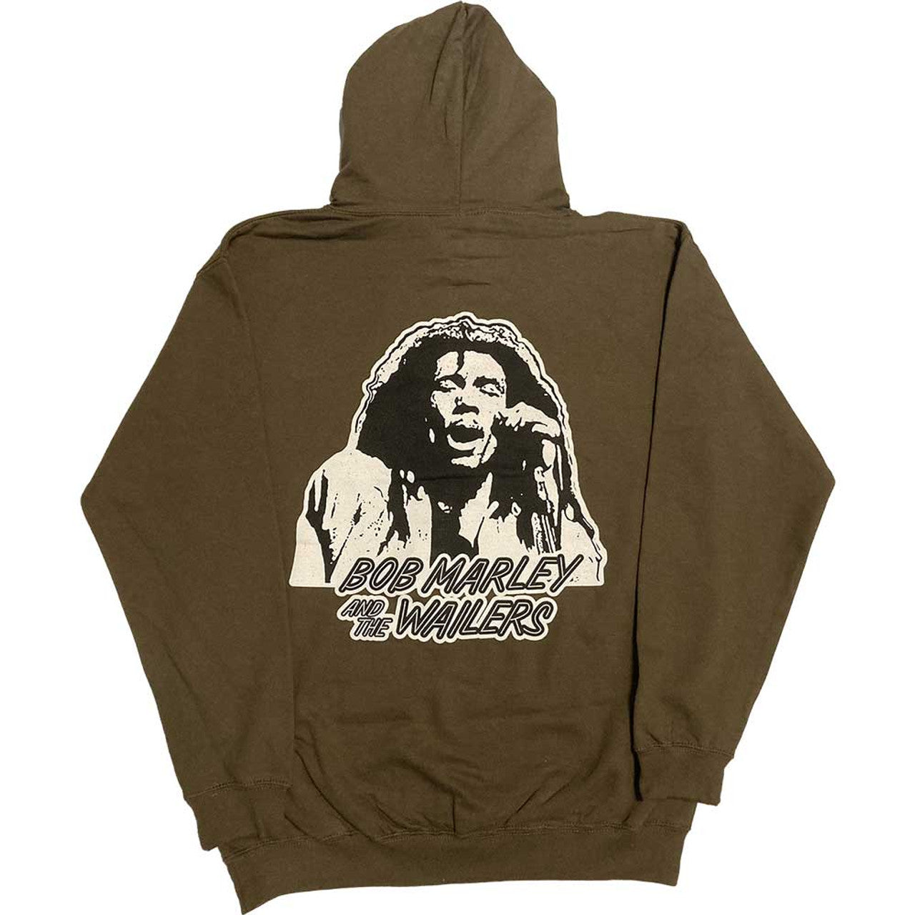 Green - Back - Bob Marley Unisex Adult One Love Wailers Mic Photo Embroidered Hoodie