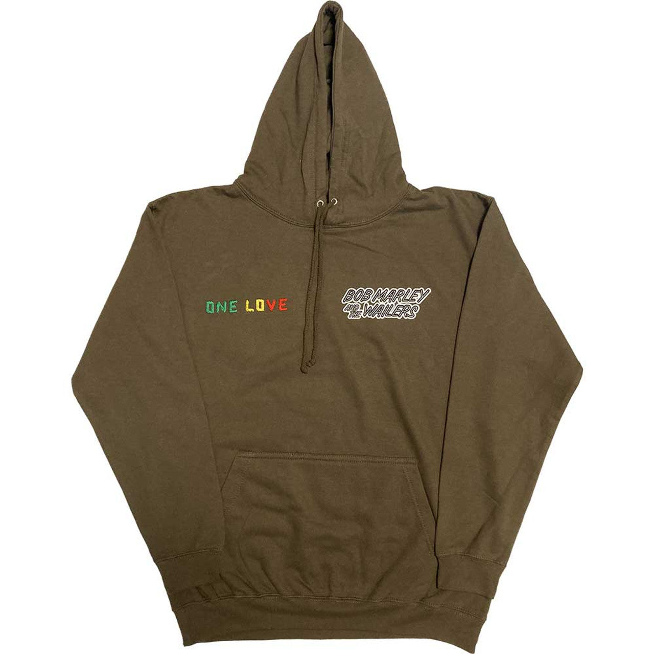 Green - Front - Bob Marley Unisex Adult One Love Wailers Mic Photo Embroidered Hoodie
