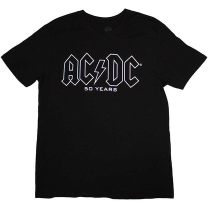 Black - Front - AC-DC Unisex Adult Logo History Back Print T-Shirt
