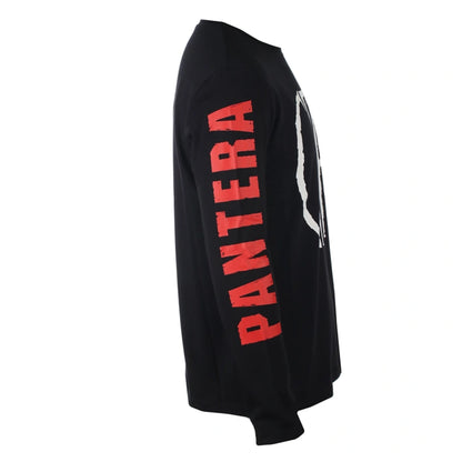 Black - Side - Pantera Unisex Adult Frayed Sleeve Print Logo Long-Sleeved T-Shirt