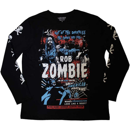 Black - Front - Rob Zombie Unisex Adult Zombie Call Sleeve Print Long-Sleeved T-Shirt