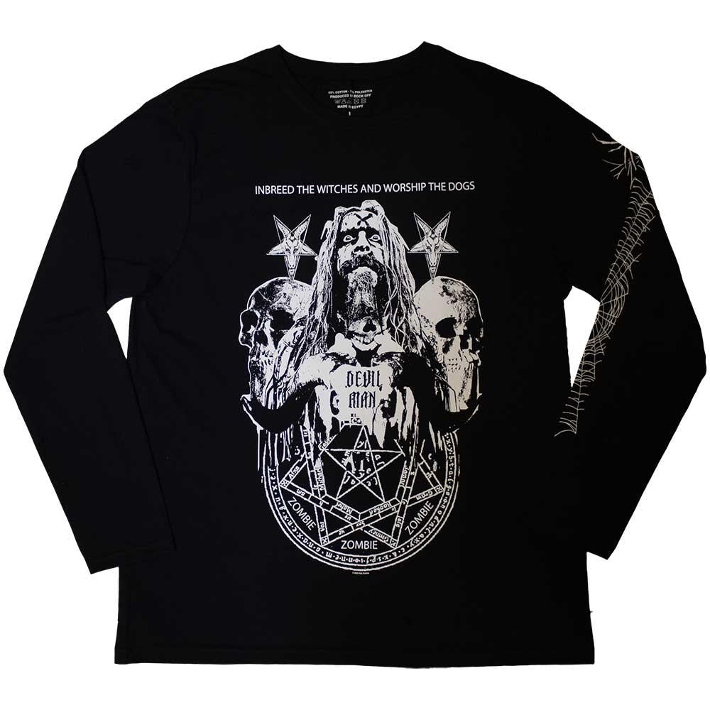 Black - Front - Rob Zombie Unisex Adult Devil Man Long-Sleeved T-Shirt