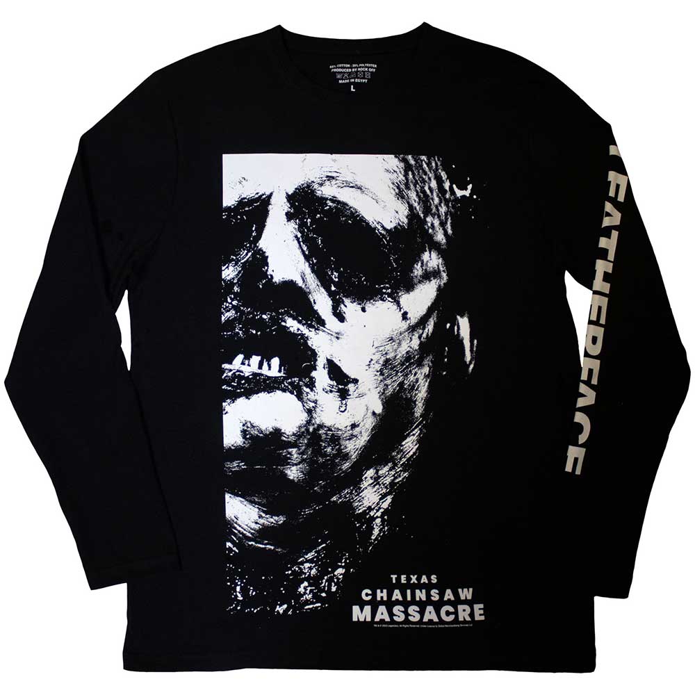 Black - Front - The Texas Chainsaw Massacre Unisex Adult Leatherface Back Print Long-Sleeved T-Shirt