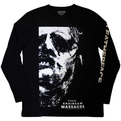 Black - Front - The Texas Chainsaw Massacre Unisex Adult Leatherface Back Print Long-Sleeved T-Shirt
