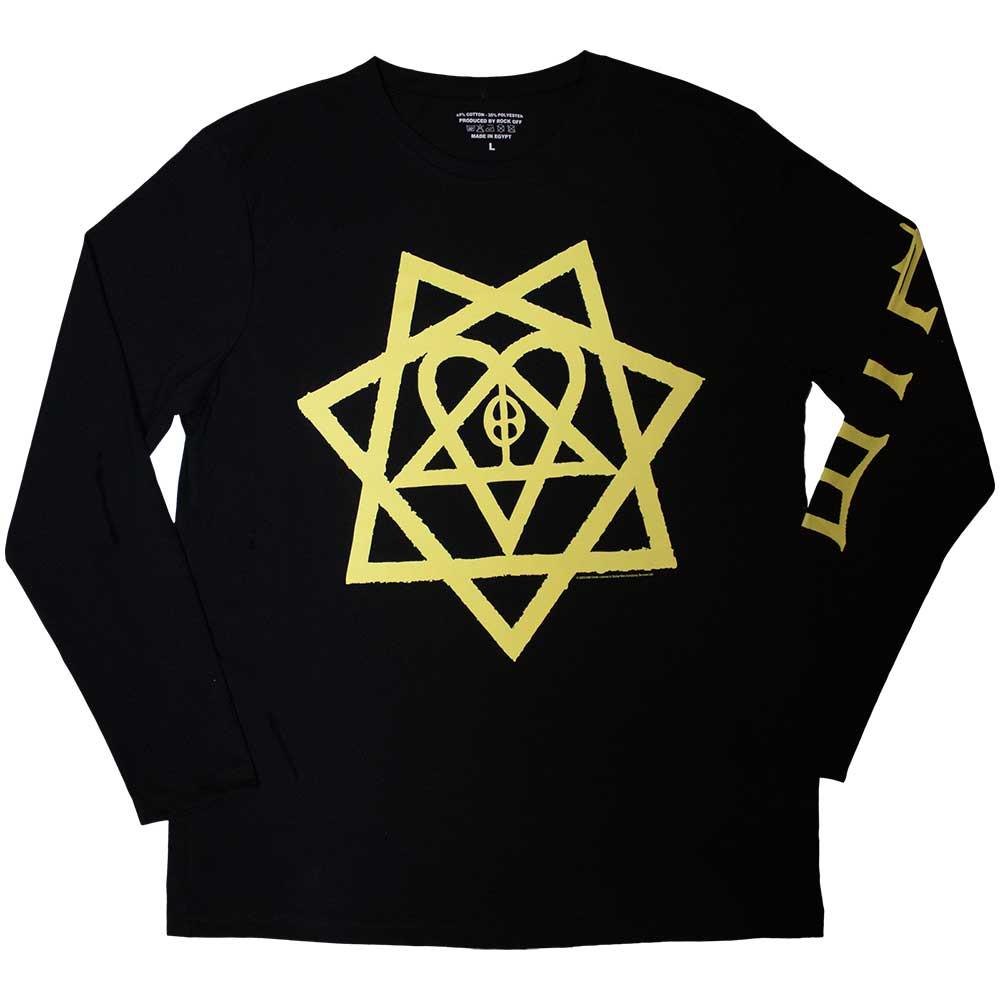 Black - Front - Him Unisex Adult Heartagram Honeycomb Long-Sleeved T-Shirt