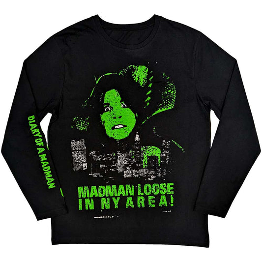 Black - Front - Ozzy Osbourne Unisex Adult Madman Loose Back Print Long-Sleeved T-Shirt