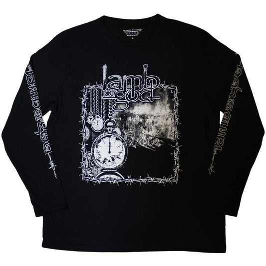 Black - Front - Lamb Of God Unisex Adult Barbed Wire Long-Sleeved T-Shirt