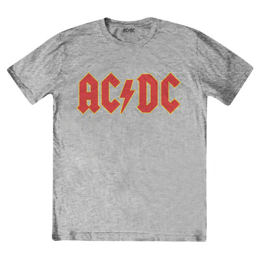 Grey - Front - AC-DC Childrens-Kids Logo Heather T-Shirt