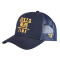Navy Blue-Gold - Front - Tokyo Time Heritage Logo Mesh Back Baseball Cap