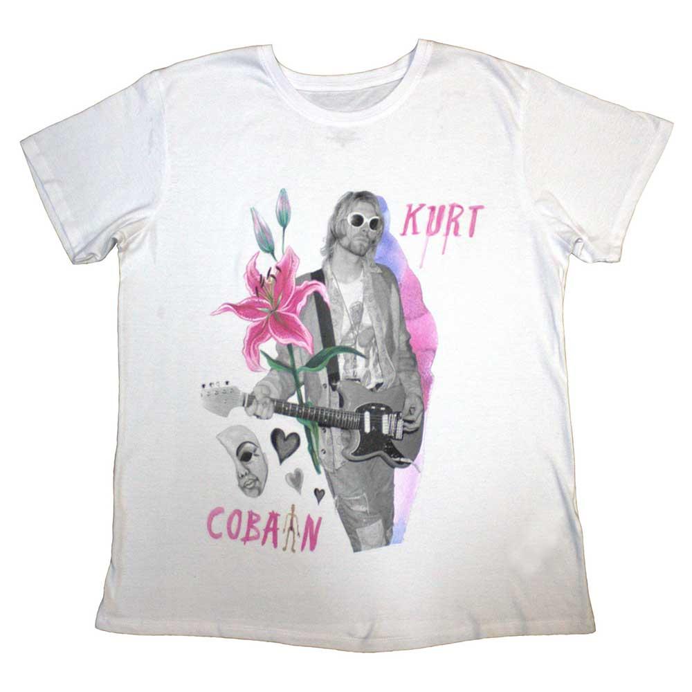 White - Front - Kurt Cobain Unisex Adult Flower T-Shirt