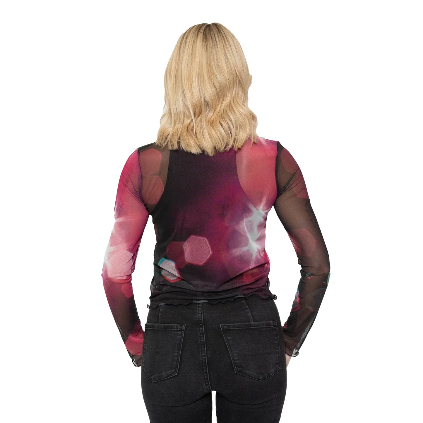 Black - Side - Pink Floyd Womens-Ladies Knebworth ´90 Mesh Long-Sleeved T-Shirt