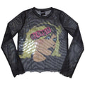 Black - Front - Blondie Womens-Ladies Punk Poster Mesh Long-Sleeved Crop Top