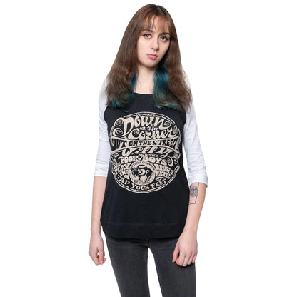 Black-White - Front - Creedence Clearwater Revival Womens-Ladies Down On The Corner Raglan T-Shirt