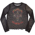 Black - Front - Guns N Roses Womens-Ladies Appetite For Destruction Mesh Long-Sleeved Crop Top